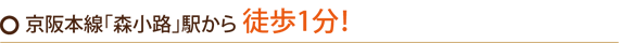 京阪本線「森小路」駅から徒歩1分